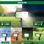 Solar Spot Lights Outdoor with 60 LED & Auto On/Off, 6 Pack Solar Lights Outdoor Waterproof IP68 with 3 Lighting Modes, 2-in-1 Solars Landscape Light for Outside, Garden, Yard(Cool White)