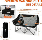 EMERIT Oversized Fully Padded Camping Chair, Heavy Duty 650LB Folding Camping Loveseat, Quad Fold Double Camping Couch with Cup Holders & Carry Bag for Outdoor, Lawn, Sports Events | HIgh Back, Rip resistance, Extra Wide Design, Cross-bracing Hubs, Eas...