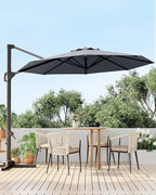 GarveeLife 10 ft Patio Umbrella Outdoor Large Cantilever Umbrella Market Sun Shade Windproof Offset Umbrella with 360-Degree Rotation for Garden Deck Pool Patio, Grey
