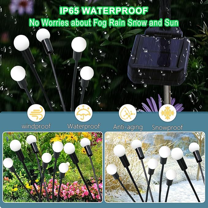 Kohlrabi Solar Garden Lights Outdoor, 10 Pack 80 LED Solar Purple Firefly Lights Waterproof, Sway by Wind, Halloween Swaying Light for Yard Patio Backyard Garden Planter Flower Bed Pathway Decoration