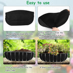 3PCS 24 Inch Planter Basket Liners Fabric Window Box Liners Felt Trough Planter Liner Replacement Black Flower Basket Liner Non-Woven Hanging Plant Liner for Planters Garden Fence - Avoid Bird Nesting
