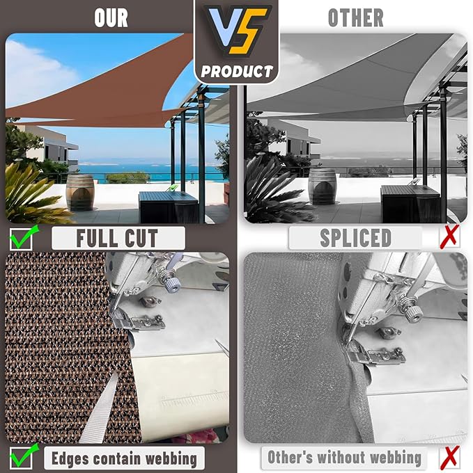 LOVE STORY Custom Size 7'x14'x15.7' Brown Sun Shade Sail Right Triangle Sunhsade Fabric Awning Canopy for Patio Backyard Carport Pergola (Customized)