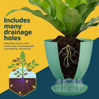 Mint Plant Pots with Drainage Holes & Saucers 15 Pack, Indoor & Outdoor Stackable Space-Saving Planters for Houseplants & Flowers, (7", 6.7", 6", 5.3", and 4.8" Inches), Durable & Weatherproof