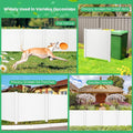 Decorative Fence 2 Panels, White PVC Privacy Screen with 3 Stakes