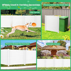 Decorative Fence 2 Panels, White PVC Privacy Screen with 3 Stakes