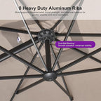 PURPLE LEAF 10 FT Outdoor Umbrella with Base Patio Cantilever Aluminum Umbrella with 3 Years Fade Resistance Recycled Fabric Offset Square with 360-degree Rotation for Deck Pool Garden, Sand Dune