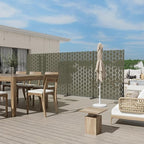 Casaphoria Metal Privacy Screen Outdoor, 72" H x 47" W Freestanding Decorative Privacy Screen for Patio Deck Balcony Garden with Stable Base, Grey-Square
