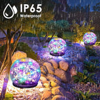 Solar Garden Lights, 4 Pack 120 LED Multicolor Cracked Glass Solar Outdoor Lights Decorative, Upgraded Waterproof Ball Lights for Yard Pathway Patio Lawn Christmas Outside Decor, 3.94