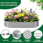 zizin 2 Pack Galvanized Raised Garden Bed Metal Oval Raised Garden Beds Outdoor Planter Box for Vegetables (8x4x1FT, Silver)