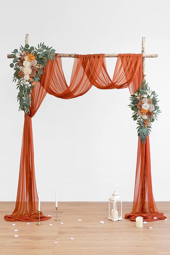 Artificial Flowers Swag Kit, Burnt Orange, 26 Ft Draping Fabric