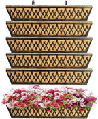 6 Pack 30 Inch Window Boxes Planters Railing Planter Box with Adjustable Brackets for Porch Fence Patio Balcony Hanging Flower Baskets with Coco Liners for Outdoor Garden Decor - Bronze