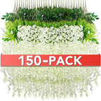 Artificial Wisteria Flower Vines, 150 Pack, White Silk Hanging Flowers