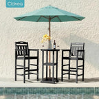 Ciokea 3-Pcs Bistro Table and Chairs, All-Weather Round High Top Bar Table with Storage Shelf and 2 Oversized Adirondack Chairs, Heavy Duty Outdoor Bar Set Patio Bistro Set for Balcony Deck, Black