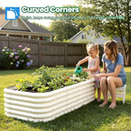 Quictent Galvanized Raised Garden Bed Kit Tall, 6x3x1.5 ft Oval Large Planting Box Strengthened by Crossbar, for Vegetables Outdoor, Beige