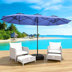 LEVELEVE 14FT Double-Sided Patio Umbrella with Base Included, Large Outdoor Rectangular Market Umbrella for Backyard, Poolside, Lawn & Garden,Blue