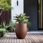 Kante 21.7" H Rusty Tall Planter, Large Outdoor Indoor Decorative Pot with Drainage Hole and Rubber Plug, Modern Round Style for Home and Garden