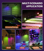 Christmas Solar Spot Lights Outdoor Waterproof 4-Pack, Multicolor RGB Solar Powered Landscape Lights with 6 Colors 10 Modes, 58 LED Adjustable Spotlights for Yard Garden Patio Landscape Pathway Decor
