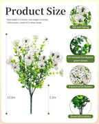 Faux Flowers for Outdoor Planters 16 Bundles UV Resistant Fake Artificial Eucalyptus Plants Outside Spring Summer Yard Decoration Realistic Silk Daisy for Patio,Front Porch,Garden,Pots Decor