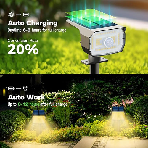 12 Pack Solar Spot Lights Outdoor Motion Sensor – Warm White