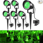 T-SUN Green Spotlight Outdoor, Waterproof LED Landscape Lighting with US Plug, Easy Install 270° Adjustable Outdoor Spot Lights for Garden Tree Yard Decor, 6 Pack