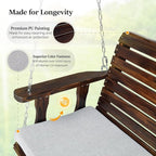 VINGLI Outdoor 4 FT Porch Swing, Heavy Duty 880 LBS Wooden Patio Swings with Cushions, Farmhouse Style Hanging Bench with Adjustable Chains for Yard | Garden | Lawn | Balcony, Rustic