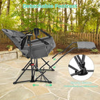Ainfox Hammock Camping Chair with Footrest, Foldable Portable Rocking Chairs for Adults Outside Swinging Camp with Cup Holder Pillow for Outdoor Patio Poolside (Dark Grey)