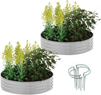 Galvanized Metal Planter Raised Garden Bed Kit for Gardening Outdoor Garden Box Raised Flower Bed 2PC Gray 2X2X1FT