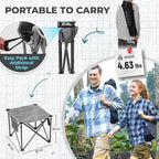 FUNDANGO Oversized Camping Stool for Adults,Thick Padded 18.1 Inch Folding Ottoman Foot Rest, 440 Lbs Heavy Duty Outdoor Camp Chairs with Anti-Slip Foots & Carry Bag for Fishing Travel (Grey)