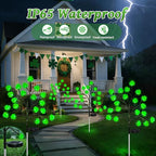 4 Pack St Patricks Day Solar Outdoor Lights, 80 LED St Patricks Day Decorations, Solar Shamrock Stakes Lights with 8 Modes, Waterproof Lucky Green Clover Pathway Light for Yard Garden Lawn Decor