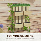 Outsunny 4 Box Raised Garden Bed with Trellis for Vine Flowers & Climbing Plants, 31.5" Tall Wall-Mounted Wood Planter Box Set with Adjustable Height, Drainage Hole, Natural