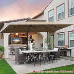 9x12FT Cantilever Patio Umbrella - Heavy Duty Double Layer Offset Design with 360° Rotation, Large Rectangle Sun Shade Umbrella for Garden, Deck, Pool, Backyard, Brown