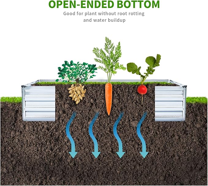 Galvanized Raised Garden Bed Kit - Metal Raised Planter 2pcs/Pack 6'x3'x1' for Flowers Plants, Vegetables Herb
