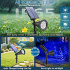 T-SUNUS Christmas Solar Landscape Spotlights Outdoor IP65 Waterproof Blue Spot Lights Outside Auto On/Off Yard Lighting 2 Modes for Tree Driveway Garden Flag Pond Pool Statue Backyard Halloween 4 Pack