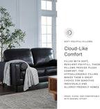 Signature Design by Ashley Bryceview Mid-Century Leather Match Tufted Loveseat with 2 Bolster Pillows, Black