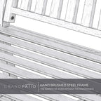 Grand patio 52" Farmhouse Outdoor Bench, Garden Benches with Rust Free Metal Powder Coated Frame and Aluminum Backrest, Faux Wood Grain Finish Frame Patio Bench for Front Porch,Gray-White