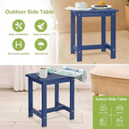 Y&M Outdoor Side Table, HIPS Adirondack Small Single Table, Waterproof Square Outside Table, Balcony Modern End Tables for Patio, Pool, Beach, Porch, Deck, Indoor or Outdoor Use, Navy Blue
