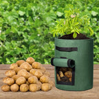 Delxo 5 Pack 7 Gallon Potato Growing Bags, Planter Garden Grow Bags with Flap, Double Layer Breathable Nonwoven Cloth for Planting,Vegetable,Tomato,Aeration Fabric Pots with Handles Green