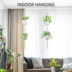 Macrame Plant Hanger - Fits 4 to 8 inches Pots for Indoor Outdoor, 49 Inch, Set of 2, Ivory (POTS NOT Included)