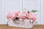 Wooden Planter Box with Handle I Rustic Whitewash I Plastic Liner l Garden Decor l Restaurant and Wedding Decorations l Table Centerpiece (12x4 w Handle Set of 4, Whitewash)