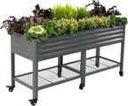 Rolling Elevated Raised Garden Bed-V Series, 2' x 6' Garden Beds with Legs & Storage Rack for Patio & Porch, 1000 Lbs Weight Capacity, Outdoor Planter Box for Vegetables Flower Herbs, Modern Gray
