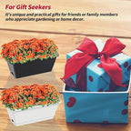 8pcs Rectangle Window Boxes Planters, 17 Inches Long Window Sill Planter Box Outdoor, Plastic Rectangular Window Flower Herb Pots Indoor with Drainage Holes and Trays for Garden Windowsill Light Grey
