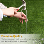 HongWay 120 Pack 12 Inch Landscape Staples, Garden Stakes 11 Gauge Galvanized Ground Staples Lawn Yard Tent Fence Stakes Landscaping Fabric Pins for Gardening Secure Outdoor Decorations