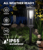 6 Pack Solar Pathway Lights Outdoor,Super Brightness IP65 Waterproof Auto On/Off Solar Path Lights, Garden Solar Powered Landscape Lighting for Outside Yard Garden Driveway Walkway Décor