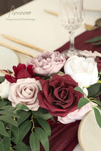 Artificial Eucalyptus Garland, 6 ft Burgundy and White Faux Silk Vine