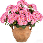 Artificial Geraniums Flowers for Outdoors, 6 Bundles Realistic Silk Fake Geranium, No Fade Faux Plants for Hanging Baskets, Window Boxes, Pots - Porch, Patio, Garden Decor(Pink)