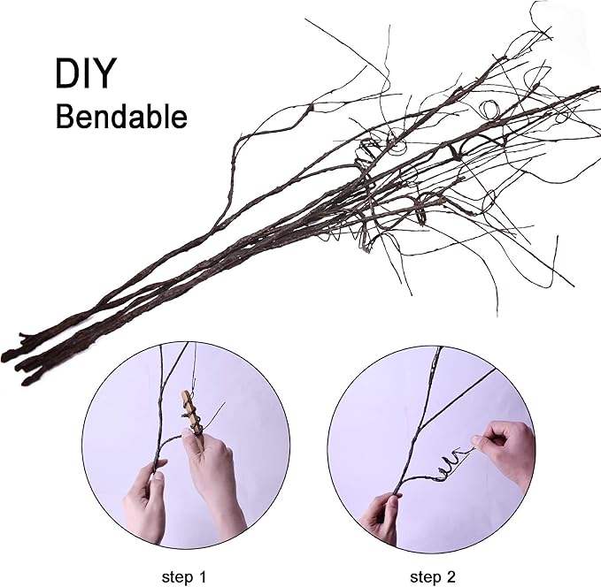 Artificial Curly Willow Branches, 10 Pack Brown Iron Wire Stems, 30.7 Inch