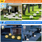 Solar Garden Lights Outdoor Waterproof, 4 Pack 30 LEDs Cracked Glass Ball Light, Ground Landscape Garden Decor, Solar Globe Decorative for Pathway/Patio/Lawn/Yard (Warm White, 3.9")