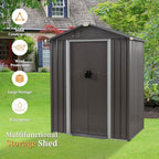 Vongrasig 5 x 3 x 6 FT Outdoor Storage Shed, Metal Tool Shed Clearance Garden Steel Shed with Side Window and Lockable Door Waterproof Tool Shed for Backyard Patio, Lawn (Gray)