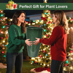 24/21/12 Inch Large Plastic Planter, Lightweight Ceramic-Look Tall Planters with Drain Hole & Saucers, Tall Plastic Planters for Porch, Garden, Patio, Balcony(Dark Green)