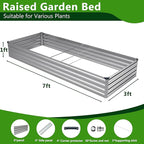 2PCS 7x3x1ft Galvanized Raised Garden Bed Kit, Galvanized Planter Raised Garden Boxes Outdoor, Large Metal Raised Garden Beds for Vegetables,Silver
